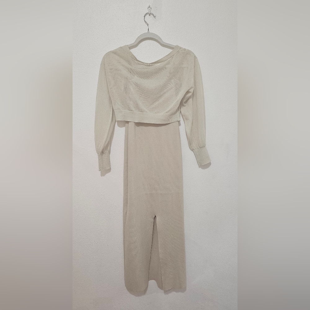 ReSexxy Cream Maxi Two set Dress with cardigan - Picture 3 of 6